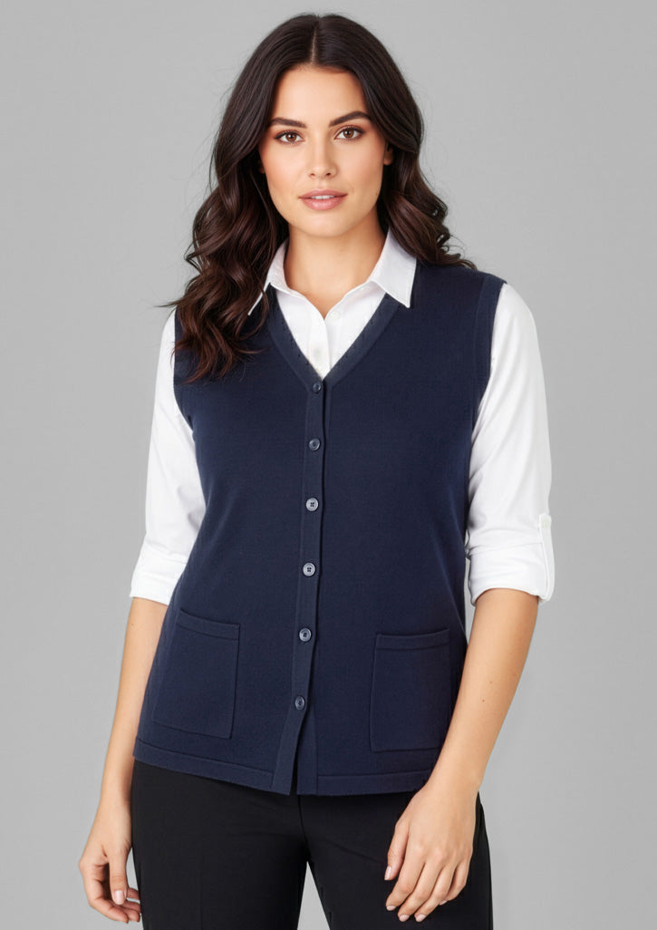 Womens Button Front Knit Vest