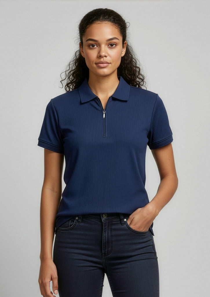 Womens Micro Waffle Short Sleeve Polo