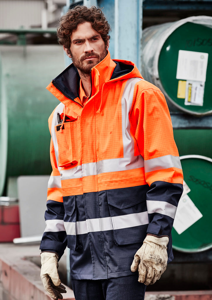 Mens Orange Flame Arc Rated Antistatic Waterproof Jacket