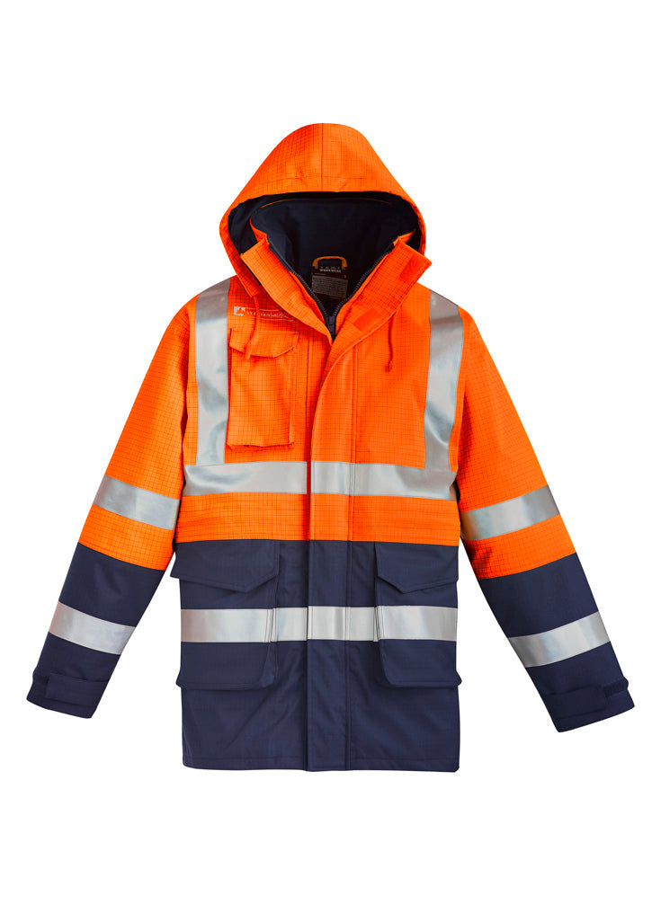 Mens Orange Flame Arc Rated Antistatic Waterproof Jacket