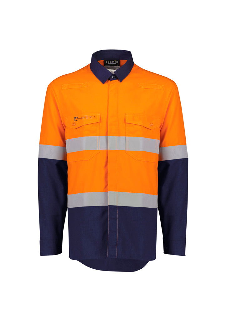 Mens Orange Flame Lightweight Ripstop Shirt - Hoop Taped